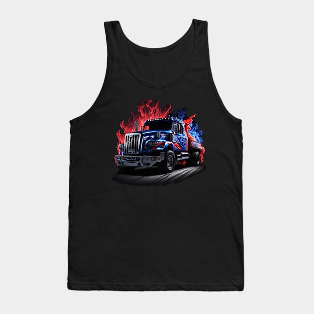 Chrome, Blue, and Red Racing Truck with Flames - An Impressive Sight Tank Top by StrictlyDesigns